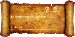 Nürnberger Béla névjegykártya